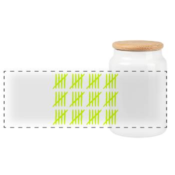 Tally list 60 years old - Panoramic Cookie Jar with Wooden Lid - white - Front