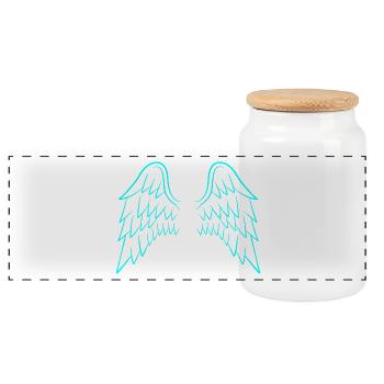 Ailes d'ange ailes - Boîte à biscuits avec couvercle en bois - blanc - Devant
