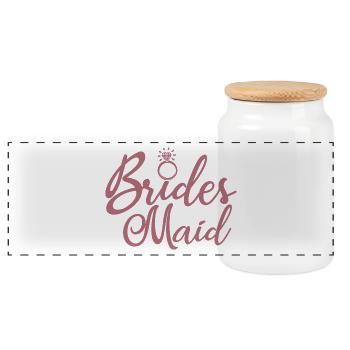 Braut Maid - Braut Bachelorette Party Geschenk - Panorama Keksdose mit Holzdeckel - Weiß - Vorne