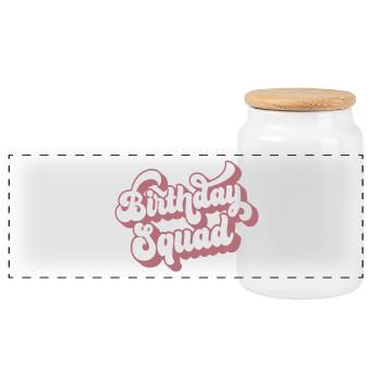 Birthday Squad Matching Gruppe Geburtstagsfeier Geschenk - Panorama Keksdose mit Holzdeckel - Weiß - Vorne