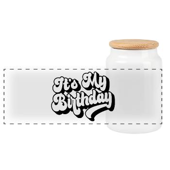 Es ist mein Geburtstag Cooles Geburtstagsparty-Geschenk & Outfit - Panorama Keksdose mit Holzdeckel - Weiß - Vorne