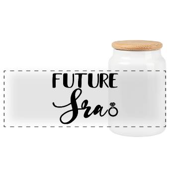 Future Sra. Engagement Party Bridal Shower Wedding - Panoramic Cookie Jar with Wooden Lid - white - Front