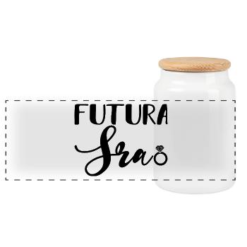 Futura Sra. Engagement Party Bridal Shower Wedding - Panoramic Cookie Jar with Wooden Lid - white - Front