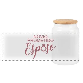 Esposo Husband To Be Groom Married Men Wedding - Panoramic Cookie Jar with Wooden Lid - white - Front