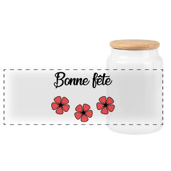 BONNE FÊTE. FÊTE DES MÈRES. FÊTE DES PÈRES. FÊTE - Boîte à biscuits avec couvercle en bois - blanc - Devant