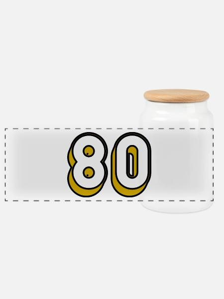 80. 80 JAHRE. 80-JÄHRIGES JUBILÄUM. 80-JÄHRIGES JUBILÄUM - Panorama Keksdose mit Holzdeckel - Weiß