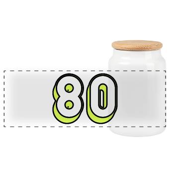 80 YEARS. 80TH ANNIVERSARY. BIRTHDAY 80 YEARS. 80 - Panoramic Cookie Jar with Wooden Lid - white - Front