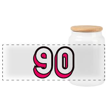 90. HAPPY BIRTHDAY. HAPPY BIRTHDAY - Panoramic Cookie Jar with Wooden Lid - white - Front