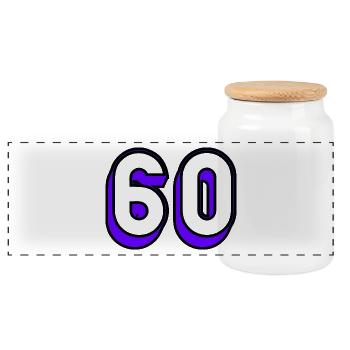 60. BIRTHDAY. HAPPY BIRTHDAY - Panoramic Cookie Jar with Wooden Lid - white - Front