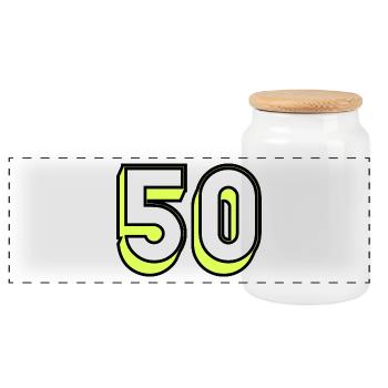 50. 50 YEARS. 50th ANNIVERSARY. BIRTHDAY 50 YEARS. - Panoramic Cookie Jar with Wooden Lid - white - Front
