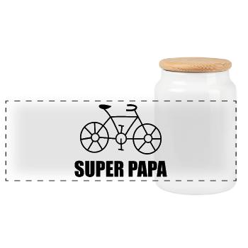 DAD. FATHER's DAY. HAPPY BIRTHDAY DAD. HAPPY BIRTHDAY - Panoramic Cookie Jar with Wooden Lid - white - Front