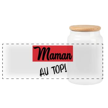 MOM. MOTHER'S DAY. HAPPY MOTHER'S DAY - Panoramic Cookie Jar with Wooden Lid - white - Front