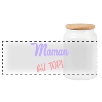 MOM. MOTHER'S DAY. HAPPY MOTHER'S DAY - Panoramic Cookie Jar with Wooden Lid - white - Front