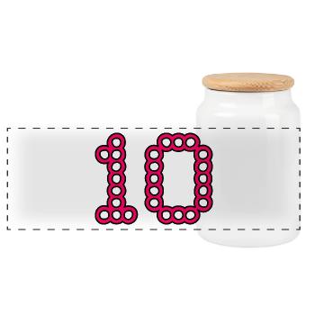 10. 10 YEARS. 10th ANNIVERSARY. 10 YEAR ANNIVERSARY. - Panoramic Cookie Jar with Wooden Lid - white - Front