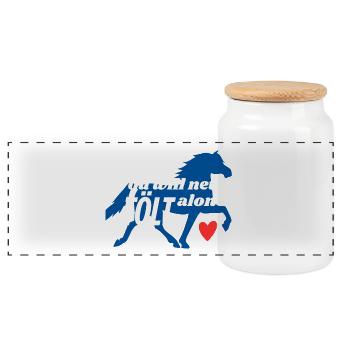 You will never TÖLT alone. Islandpferd 🇮🇸 - Panorama Keksdose mit Holzdeckel - Weiß - Vorne