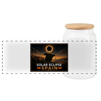 Solar Eclipse Spain 2026 - Panorama Keksdose mit Holzdeckel - Weiß - Vorne