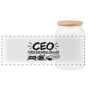CEO - Cables Everywhere, Obviously - Panorama Keksdose mit Holzdeckel - Weiß - Vorne