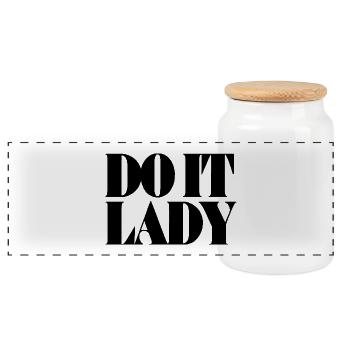 Do It Lady - black - Panoramic Cookie Jar with Wooden Lid - white - Front