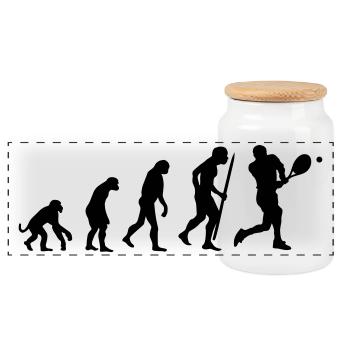 Evolution of tennis - Panorama Keksdose mit Holzdeckel - Weiß - Vorne