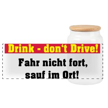 Party Shirt , Drink ... sauf im Ort (25) - Panorama Keksdose mit Holzdeckel - Weiß - Vorne