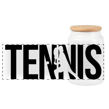 Tennis - Panorama Keksdose mit Holzdeckel - Weiß - Vorne