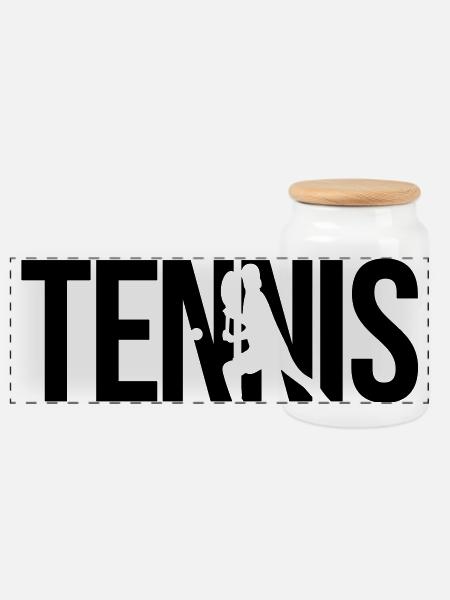 Tennis - Panorama Keksdose mit Holzdeckel - Weiß