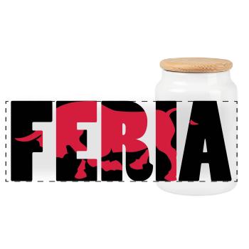 Feria - Boîte à biscuits avec couvercle en bois - blanc - Devant