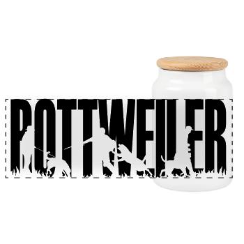 IPO Rottweiler - Panorama Keksdose mit Holzdeckel - Weiß - Vorne