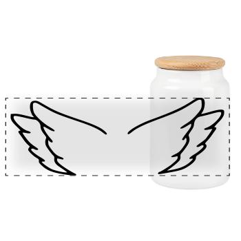 Angel Wings - Panoramic Cookie Jar with Wooden Lid - white - Front