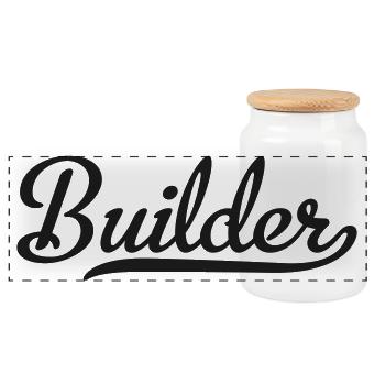 Builder - Panoramic Cookie Jar with Wooden Lid - white - Front