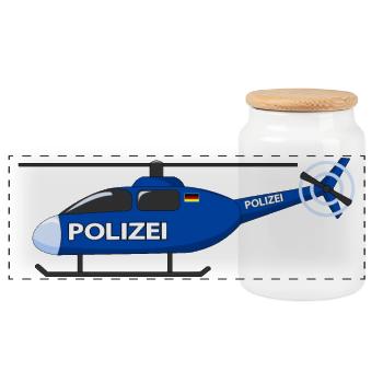Hubschrauber Polizei Deutschland Flagge - Panorama Keksdose mit Holzdeckel - Weiß - Vorne