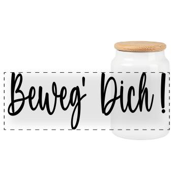 BEWEG DICH MOTIVATION SPRÜCHE - ERFOLG - SPORT - Panorama Keksdose mit Holzdeckel - Weiß - Vorne