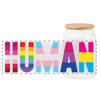 Mois de la fierté LGBT - Nous sommes tous humains - Boîte à biscuits avec couvercle en bois - blanc - Devant