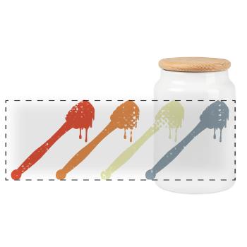 Cuillère au miel vintage - Boîte à biscuits avec couvercle en bois - blanc - Devant