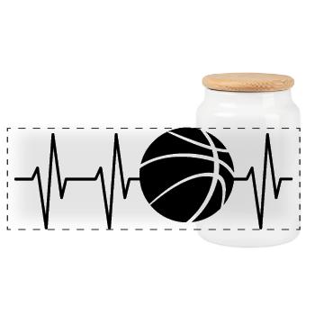 Basketball Symbol Herzschlag Ball Verein Team icon - Panorama Keksdose mit Holzdeckel - Weiß - Vorne