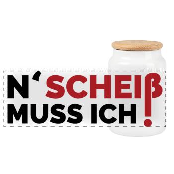 n scheiß muss ich lustige sprüche relax symbol - Panorama Keksdose mit Holzdeckel - Weiß - Vorne