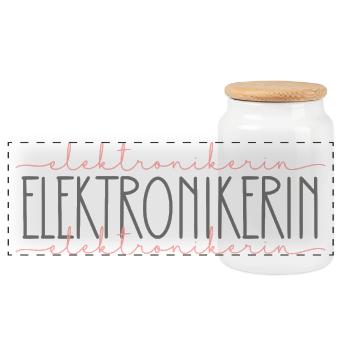 Elektronikerin Geschenk Büro Schnörkel - Panorama Keksdose mit Holzdeckel - Weiß - Vorne
