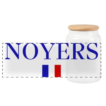 NOYERS-French Flag Design - Panoramic Cookie Jar with Wooden Lid - white - Front