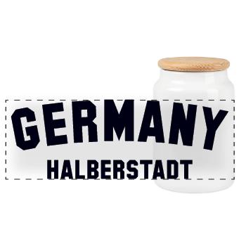 HALBERSTADT, Allemagne - Boîte à biscuits avec couvercle en bois - blanc - Devant