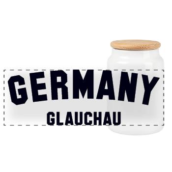 GLAUCHAU Germany - Panorama Keksdose mit Holzdeckel - Weiß - Vorne