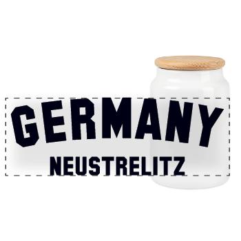 NEUSTRELITZ Germany - Panorama Keksdose mit Holzdeckel - Weiß - Vorne