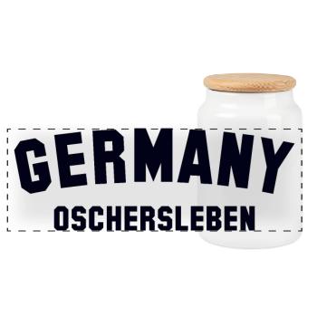 OSCHERSLEBEN, Allemagne - Boîte à biscuits avec couvercle en bois - blanc - Devant