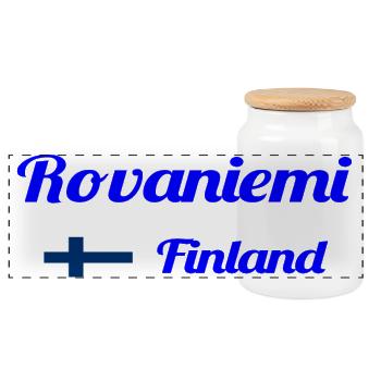 Rovaniemi Finlande - Imprimés élégants - Boîte à biscuits avec couvercle en bois - blanc - Devant