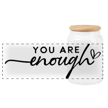 You Are Enough – Selbstliebe & Motivation - Panorama Keksdose mit Holzdeckel - Weiß - Vorne