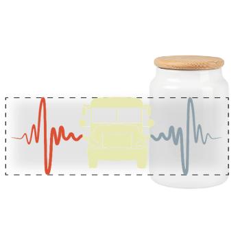 Vintage Bus ECG - Panoramic Cookie Jar with Wooden Lid - white - Front