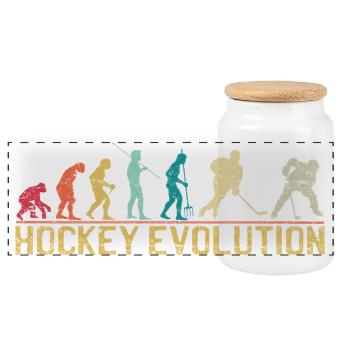 Hockey Evolution Silhouette Design - Panorama Keksdose mit Holzdeckel - Weiß - Vorne