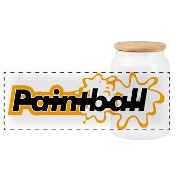 Paintball - Panoramic Cookie Jar with Wooden Lid - white - Front