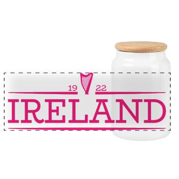 Ireland - Ireland - Irish - Irish - Harp - Panoramic Cookie Jar with Wooden Lid - white - Front