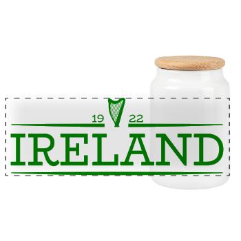 Ireland - Ireland - Irish - Irish - Harp - Panoramic Cookie Jar with Wooden Lid - white - Front