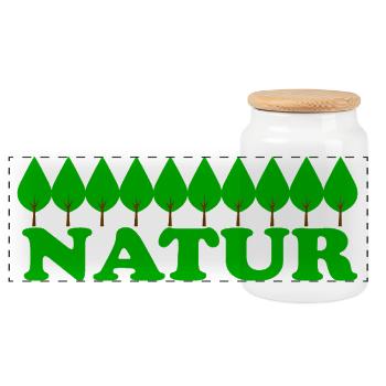 Nature - Panoramic Cookie Jar with Wooden Lid - white - Front
